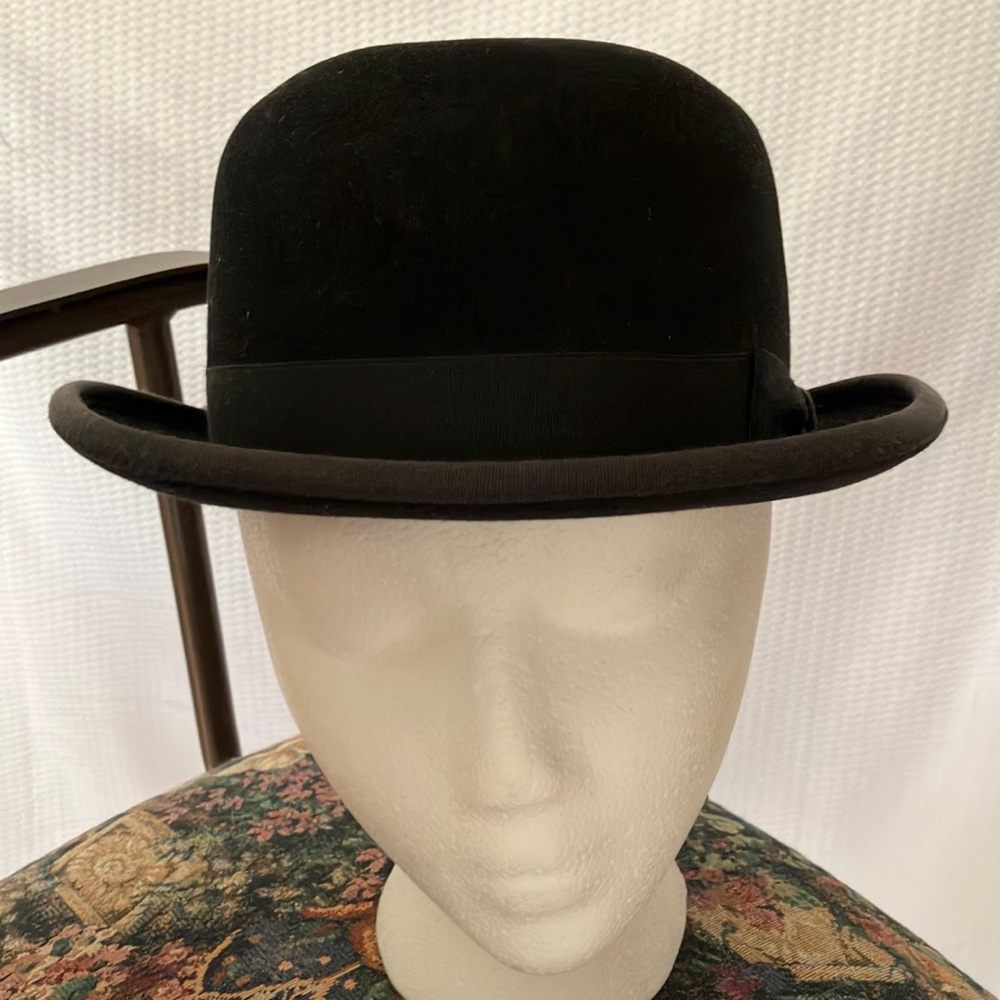 Beaver Genuine Fur Felt John Helmer Bowler Derby Hat Black